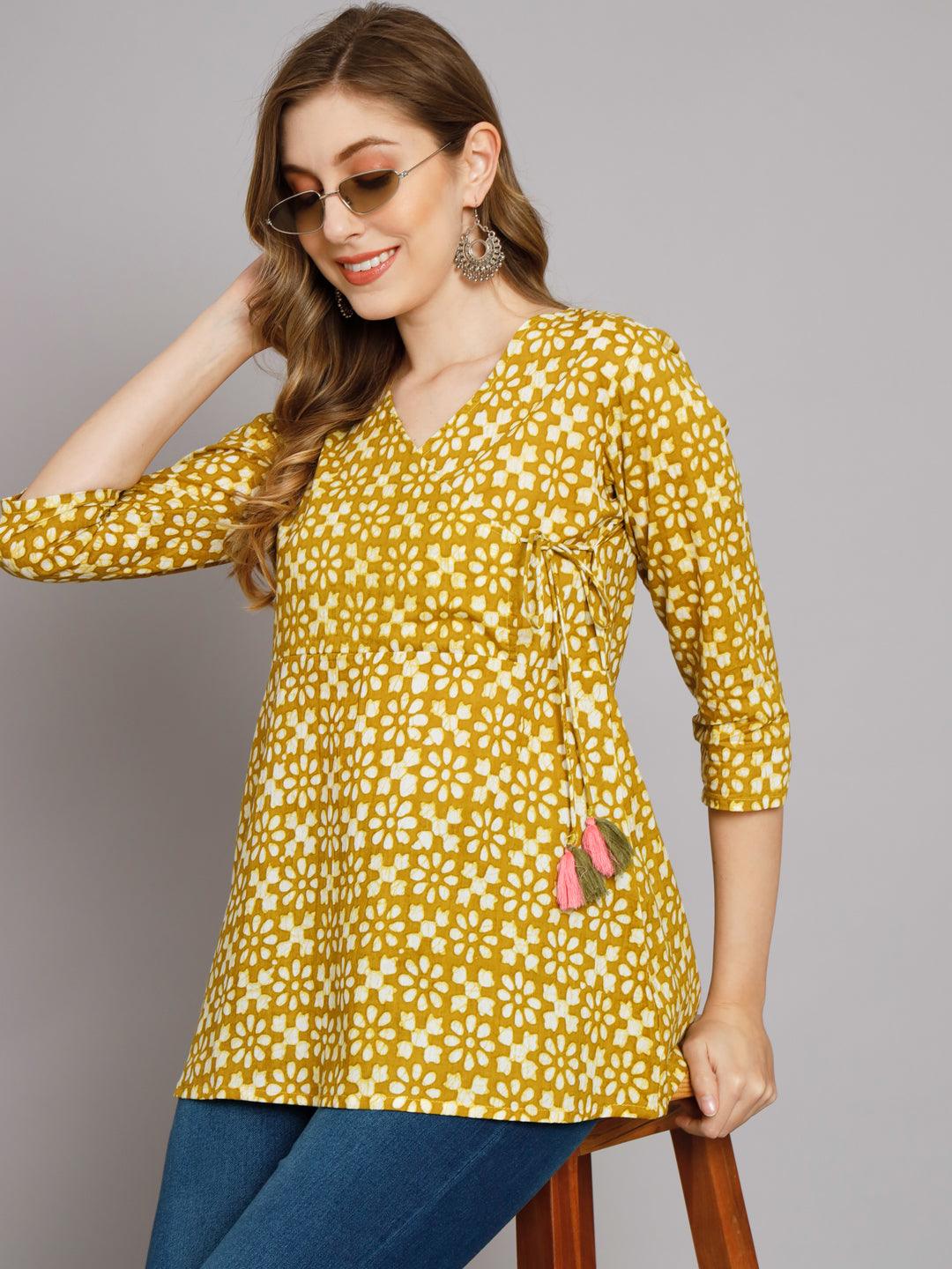 Jaipur Batik Green Angrakha Top - Decked Up