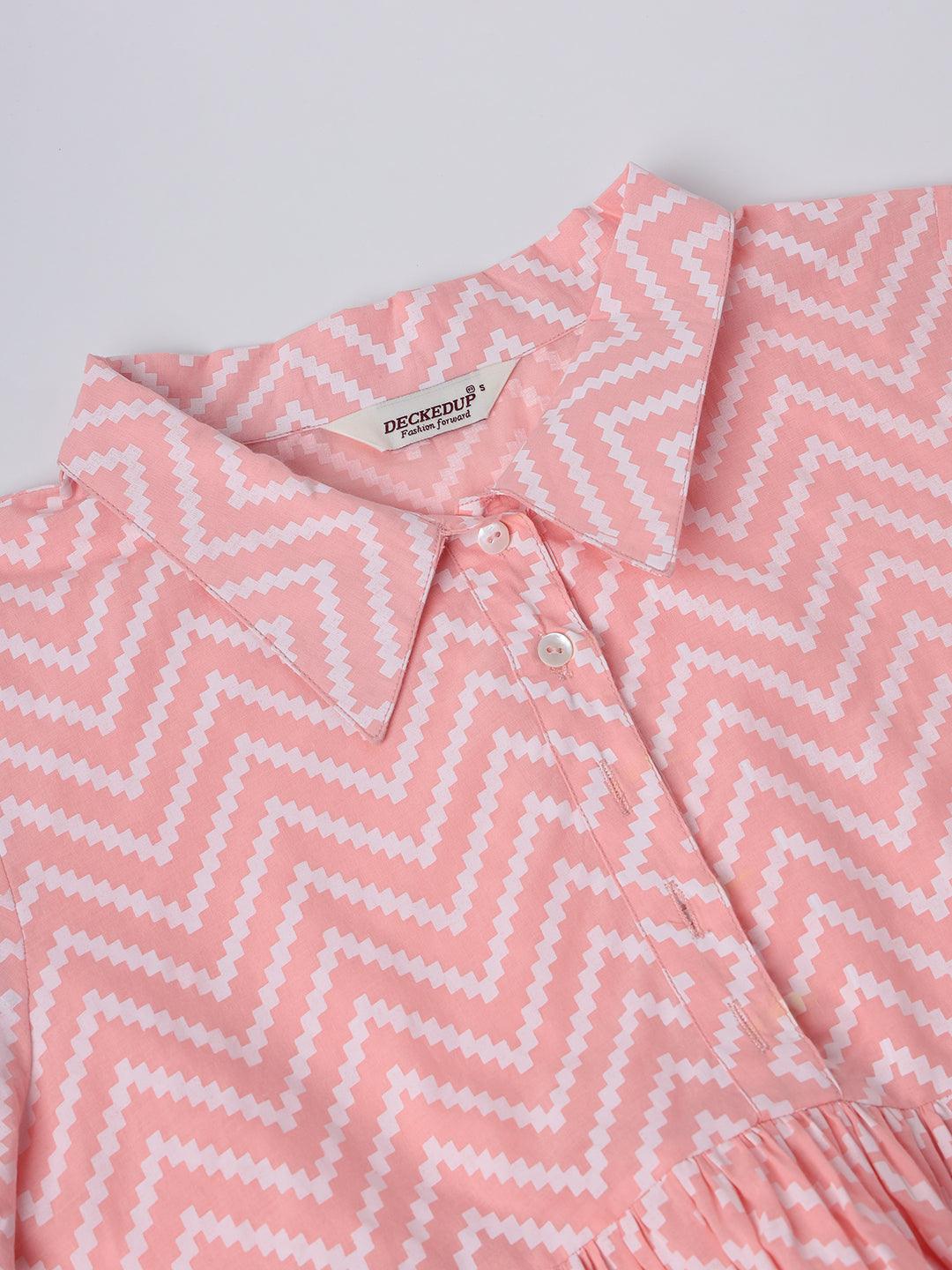 Blush Pink Chevron Print Cotton Top - Decked Up