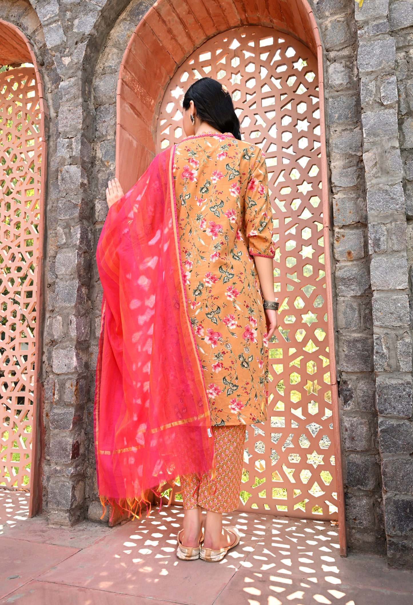 Yellow Cotton Straight Kurta Pant Set