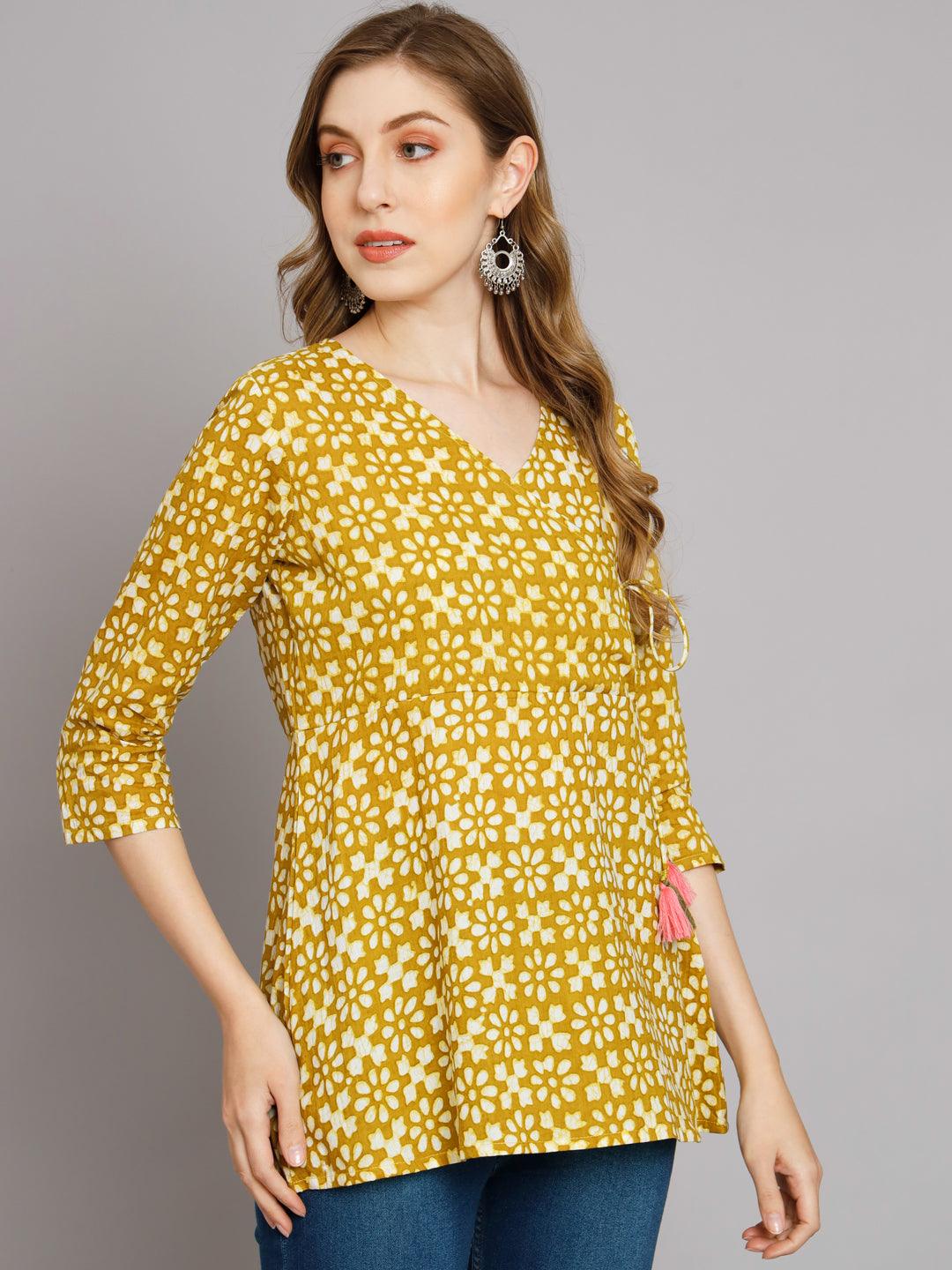 Jaipur Batik Green Angrakha Top - Decked Up