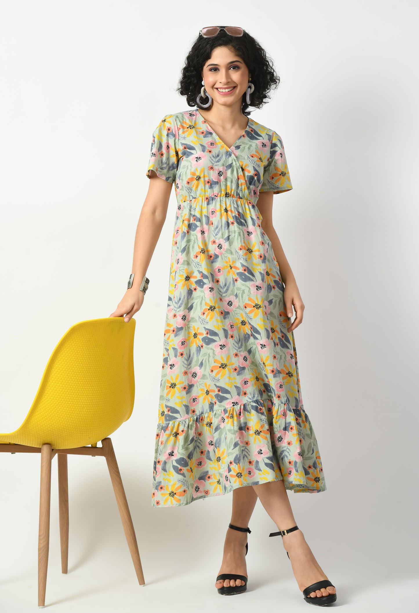 Multicolour Cotton A-line Pocket Dress