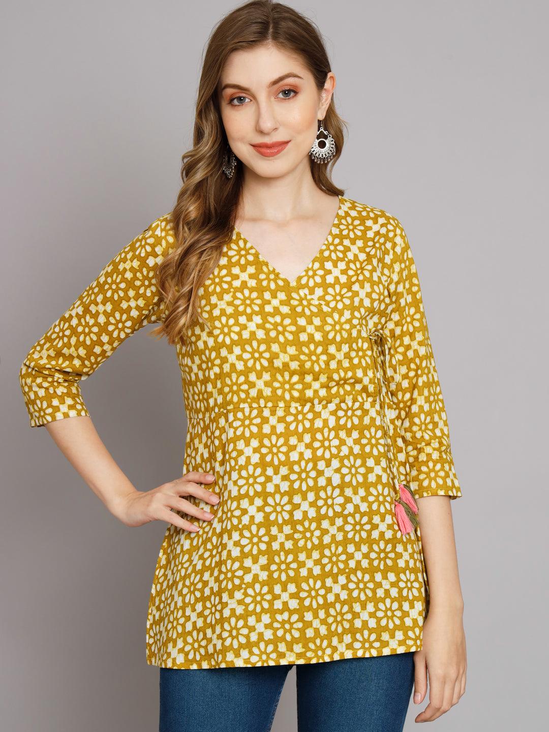 Jaipur Batik Green Angrakha Top - Decked Up