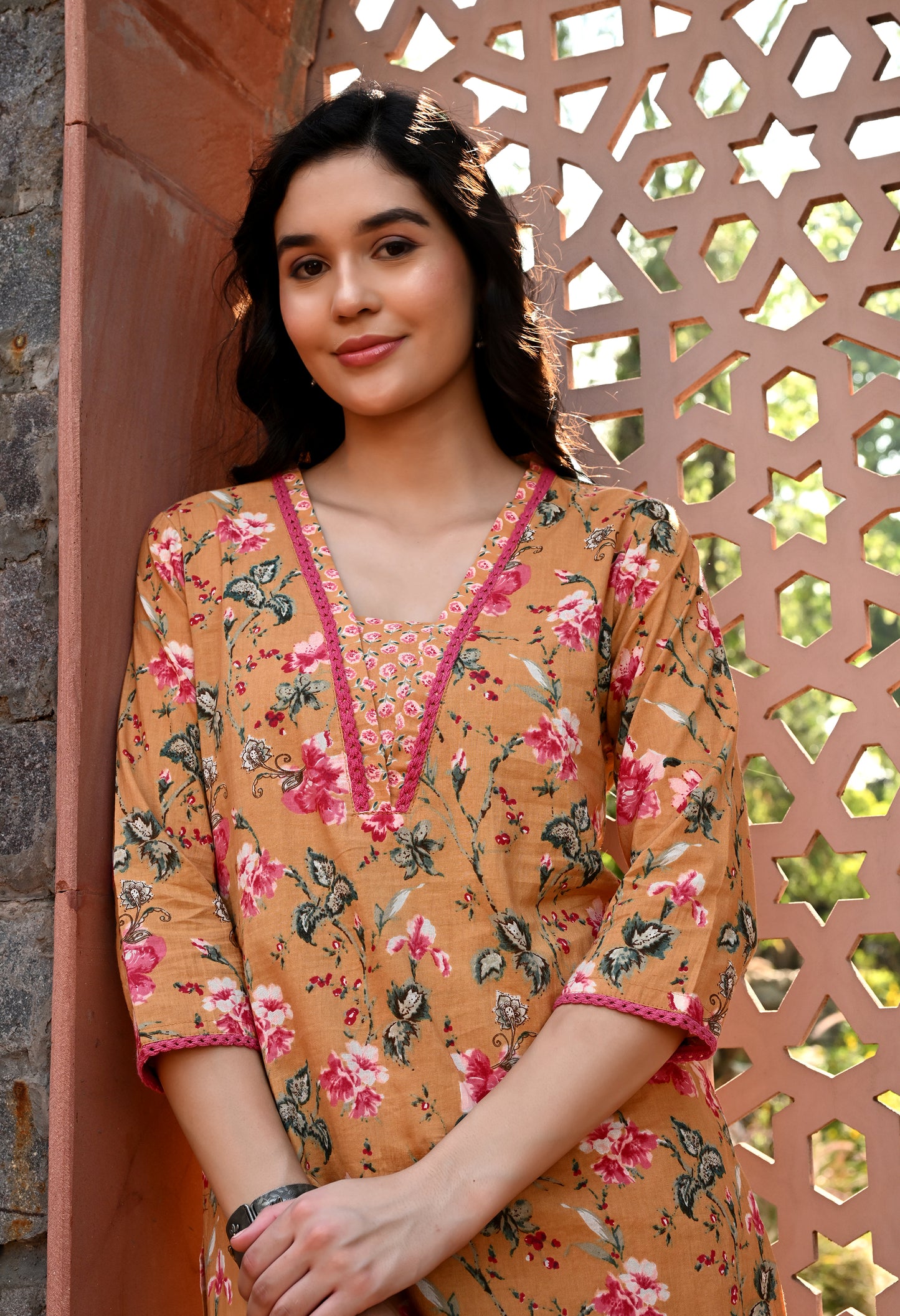 Yellow Cotton Straight Kurta Pant Set