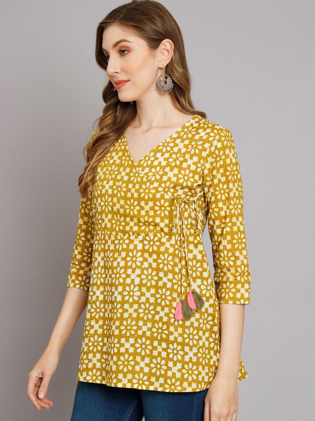 Jaipur Batik Green Angrakha Top - Decked Up