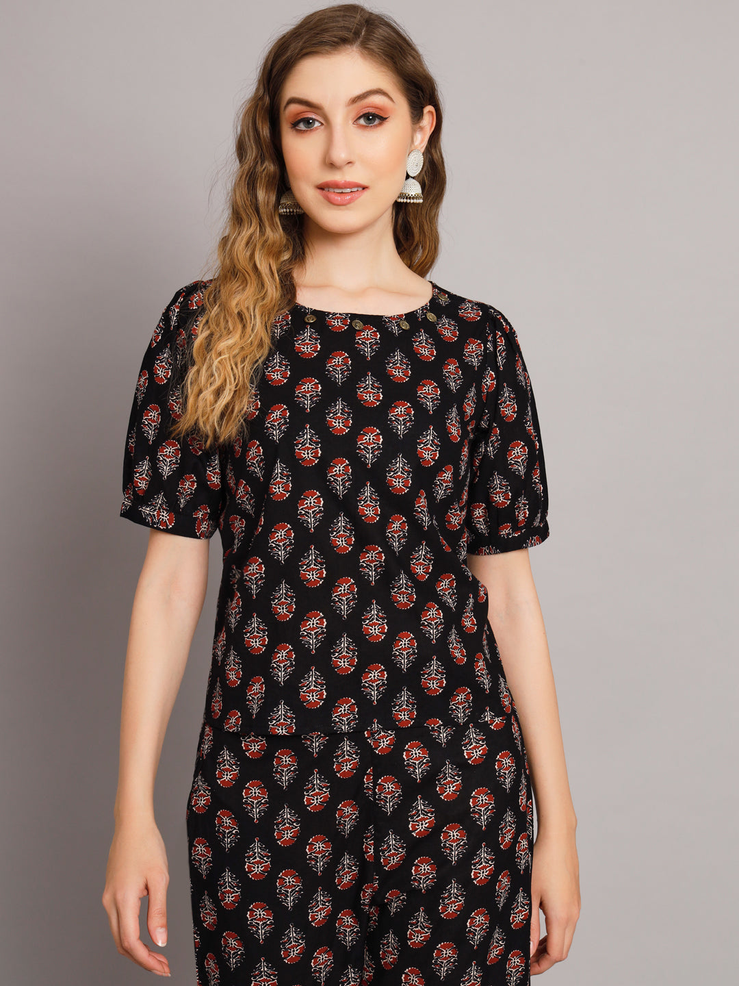 Black Ethnic Motif Co-Ord Set