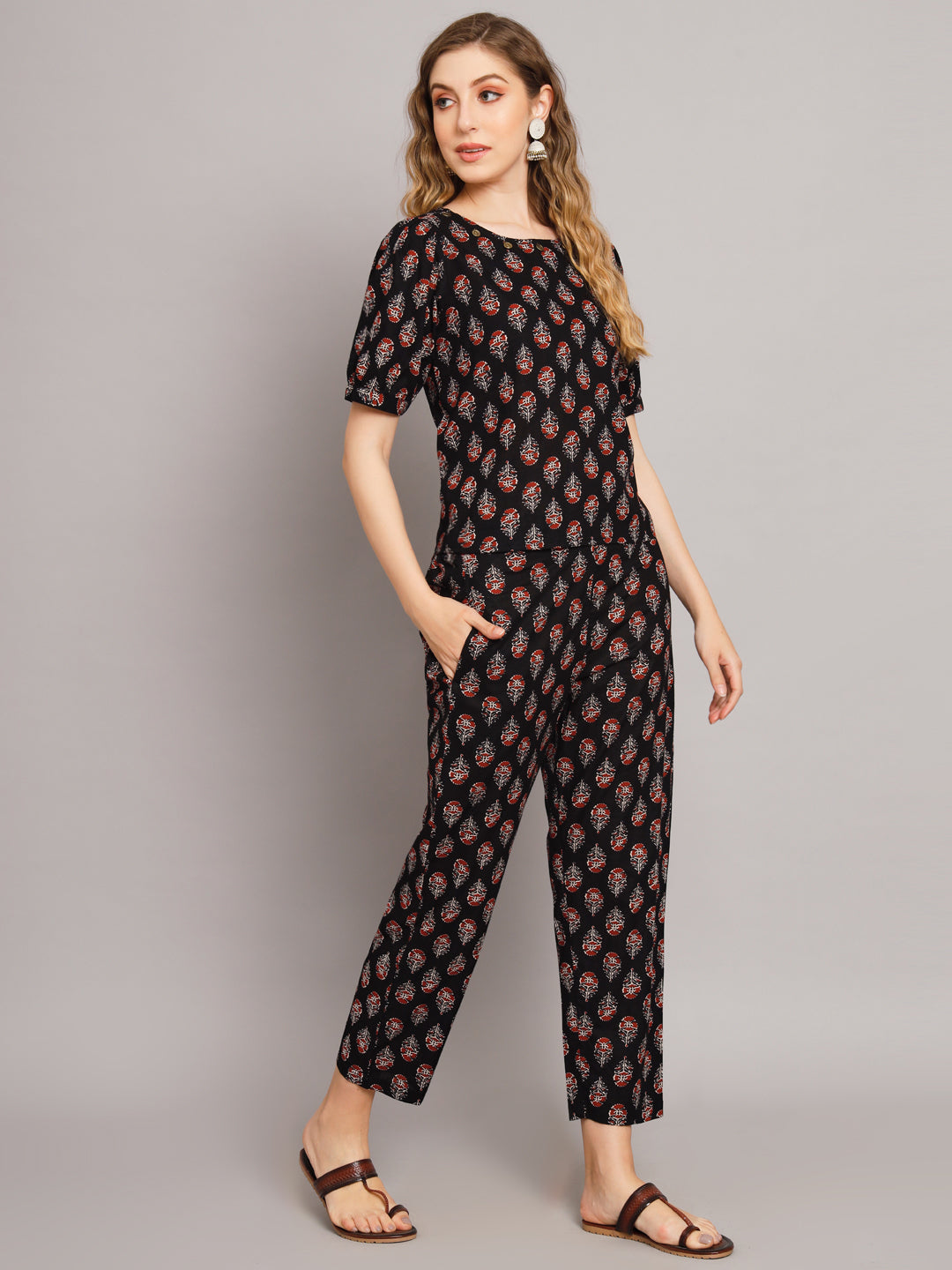 Black Ethnic Motif Co-Ord Set