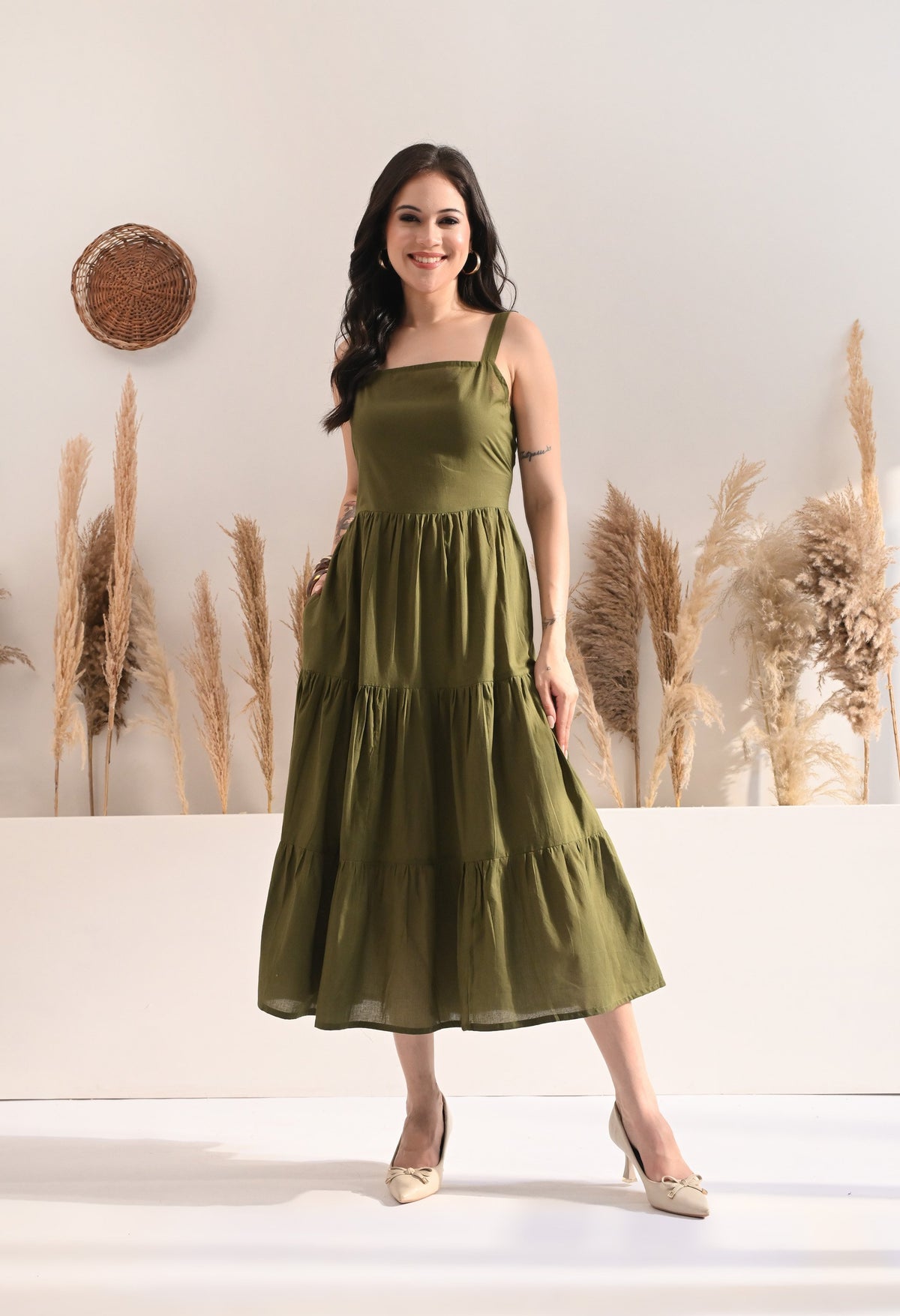 Olive Flare Dress