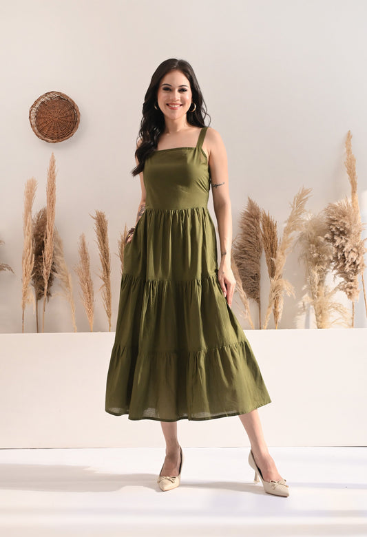 Olive Flare Dress
