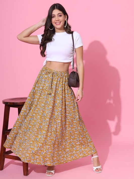 Earthy Bagru Flared Skirt