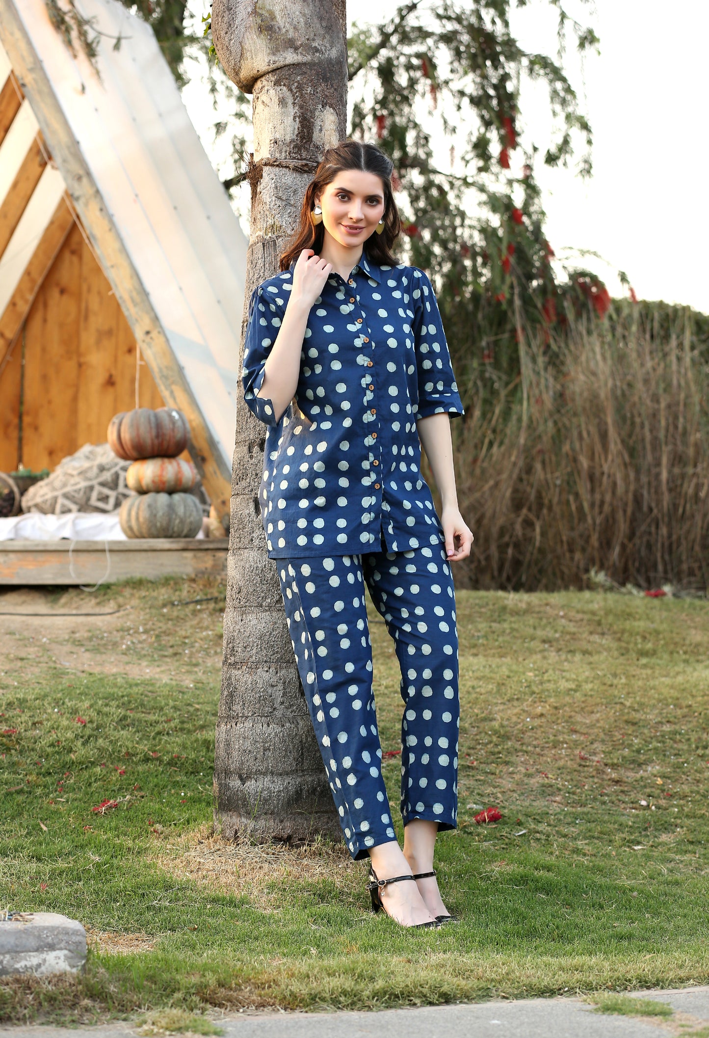 Indigo Shirt Style Co-ord Set