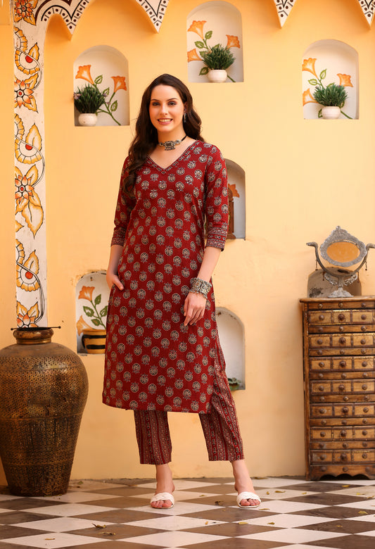 Bagru Block Kurta Pant Set