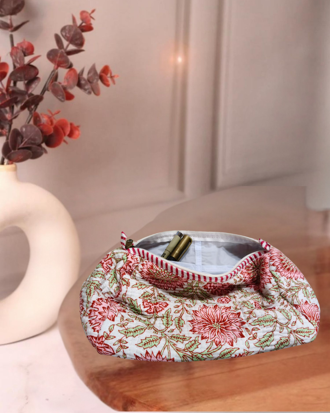 Pink Magnolia 3 Pc Pouch Set