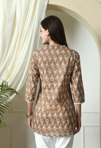 Mandarin Collar Printed Tunic