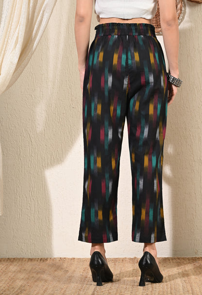 Black Ikat Relaxed Pants