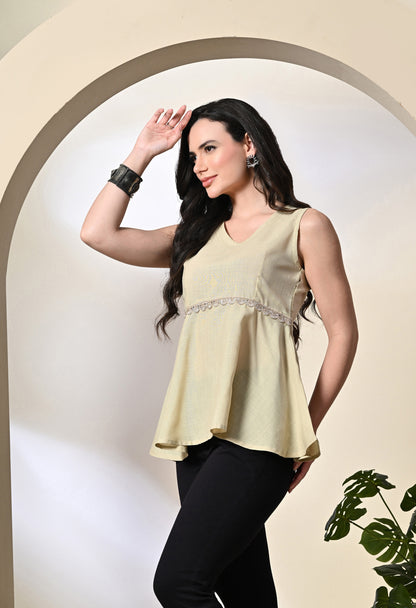 Creamy pastel Peplum Top