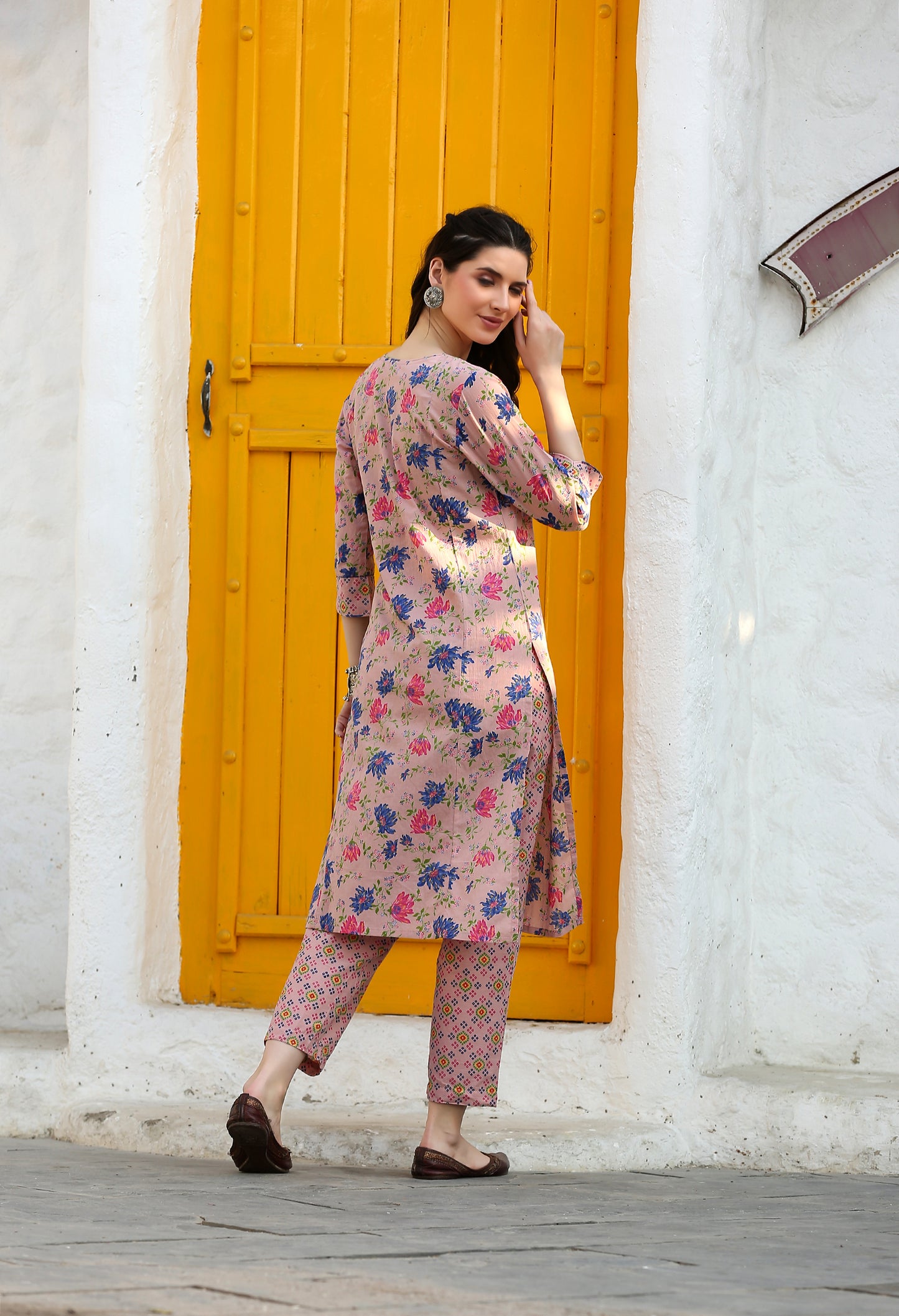 Candy Pink Floral Kurta Pant Set