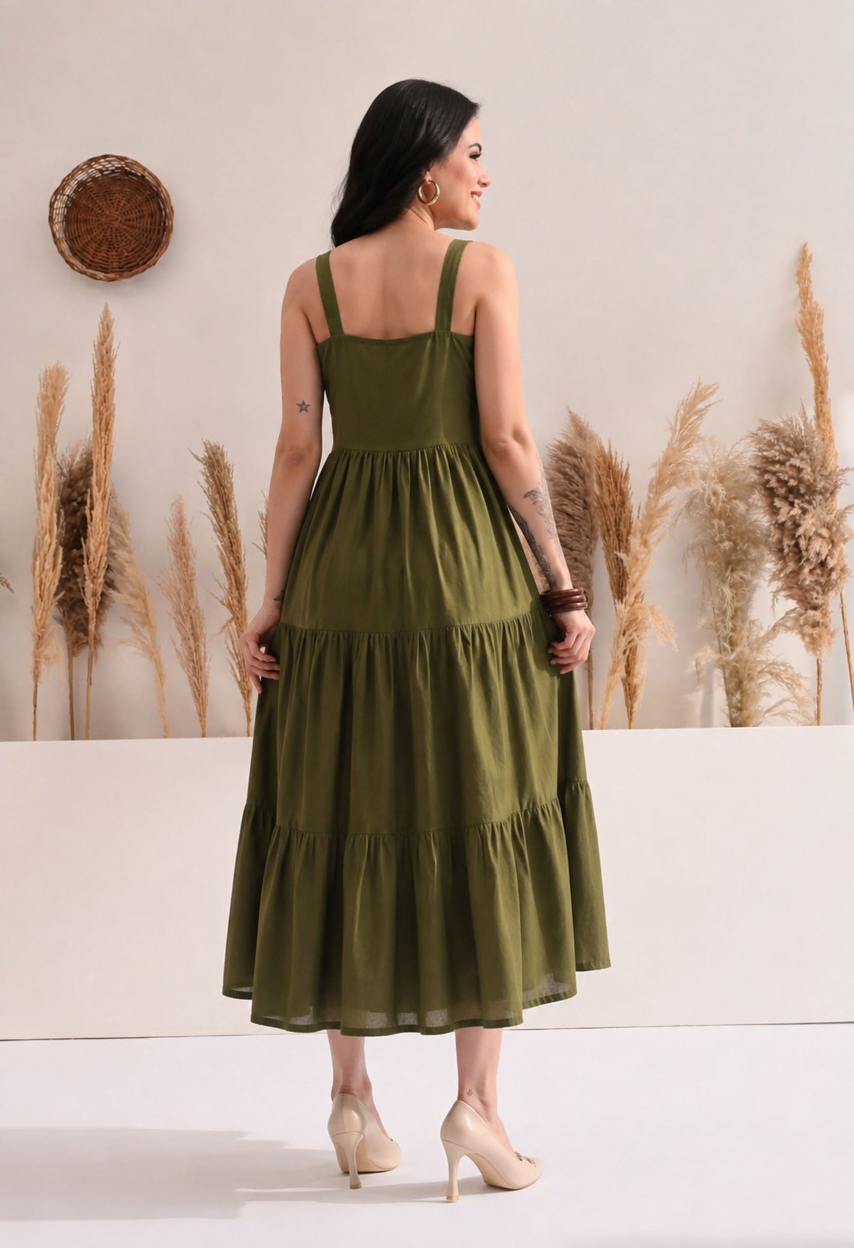 Olive Flare Dress