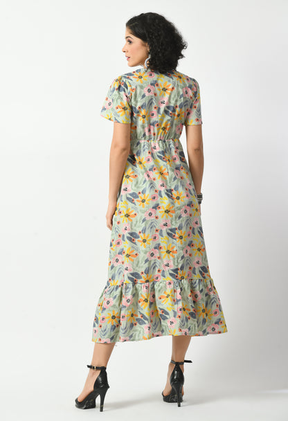 Multicolour Cotton  A-line Pocket Dress