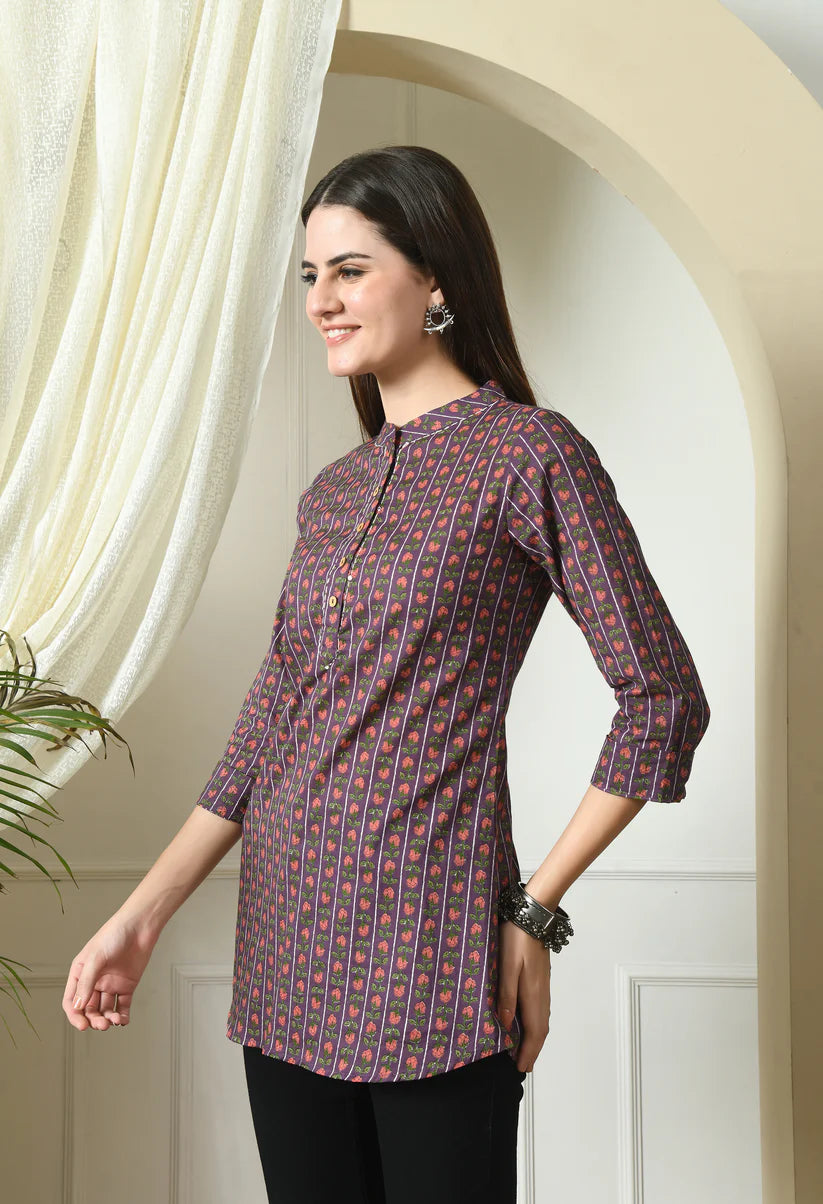 Floral Print A-line Kurti