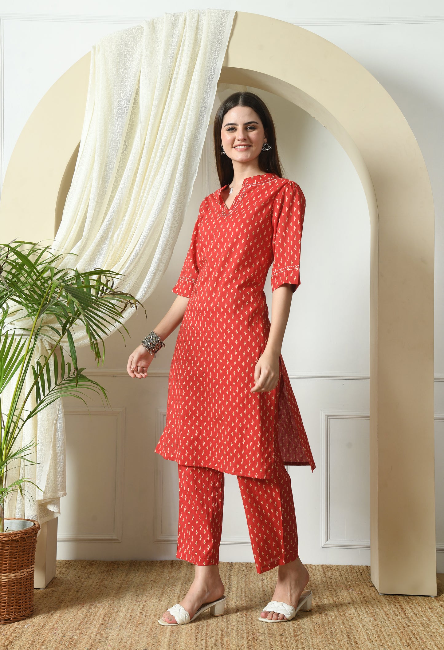 Red Cotton Kurta Pant set