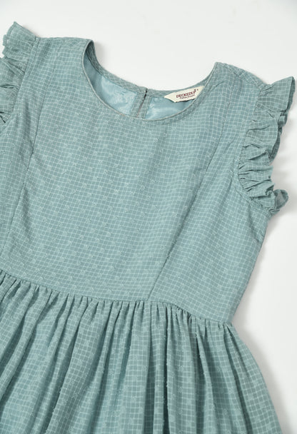 Green Georgette Fit and Flare Dress