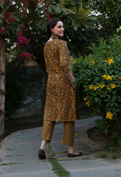 Evergreen Mustard Kurta pant Set