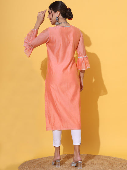 Peach Gotta Chanderi Kurta