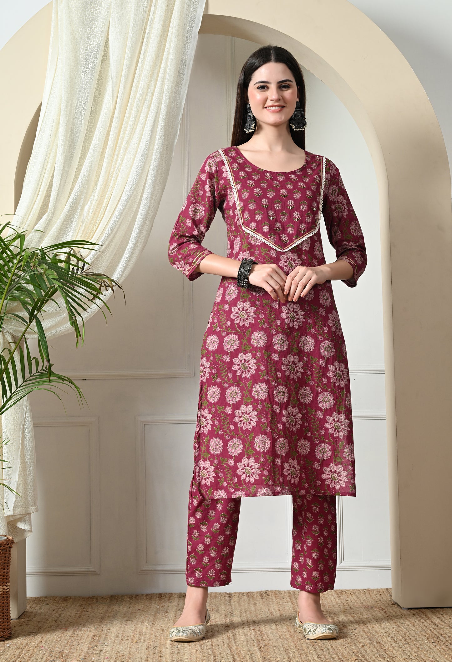 Burgundy Kurta Pant set