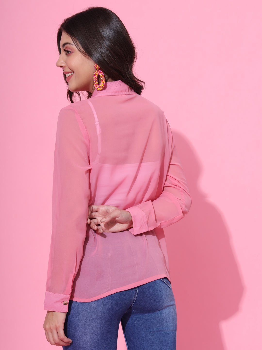 Pink Georgette Shirt Top