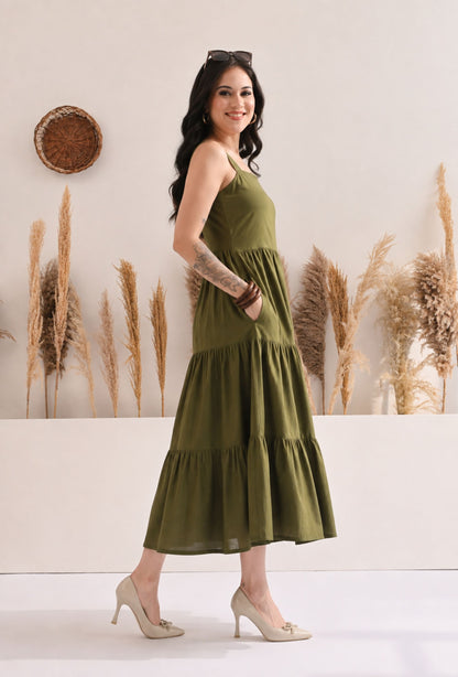 Olive Flare Dress