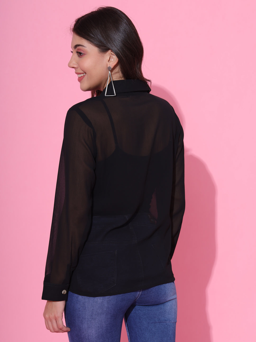 Black Georgette Shirt Top