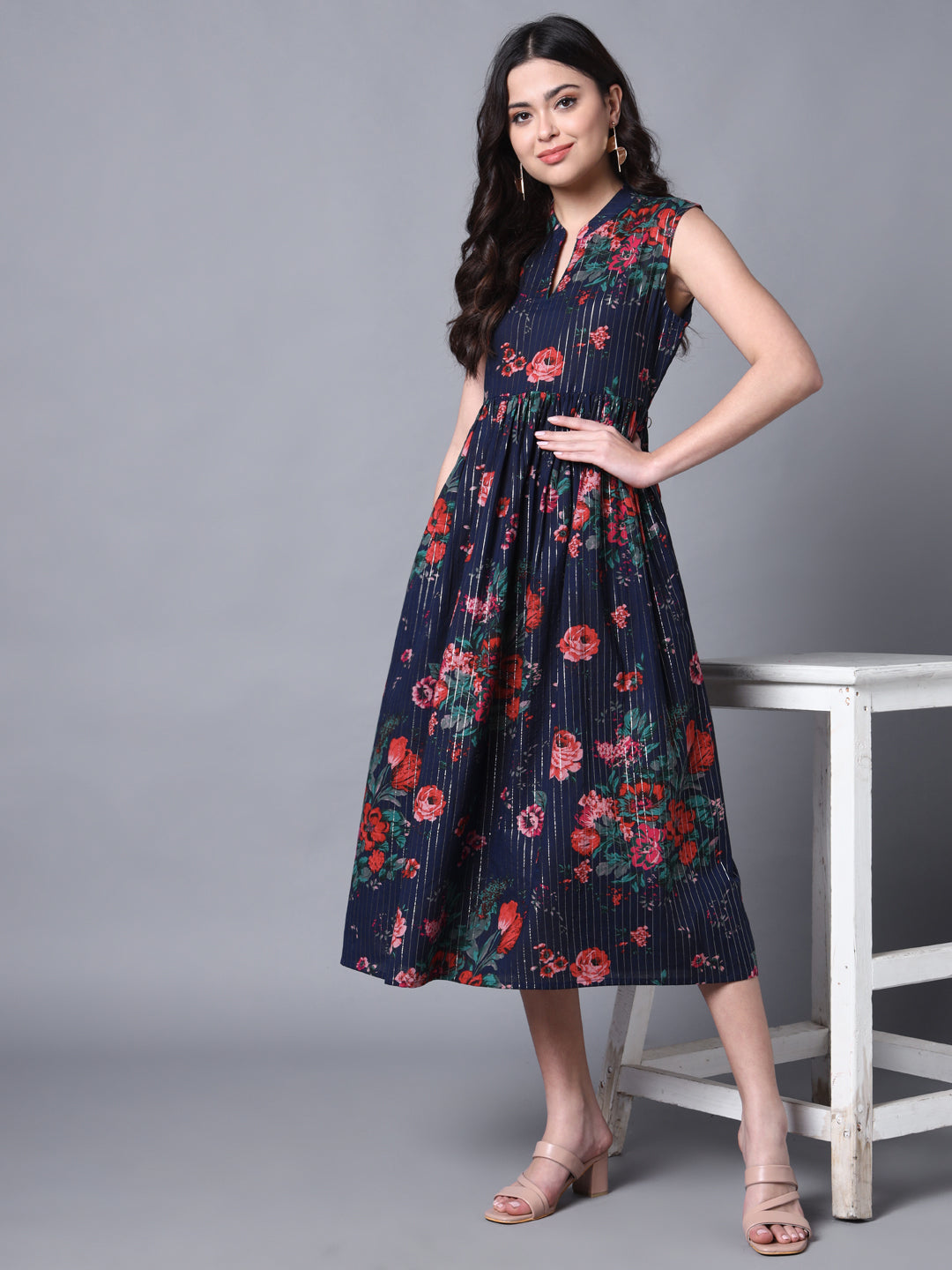 Navy Flower Dress