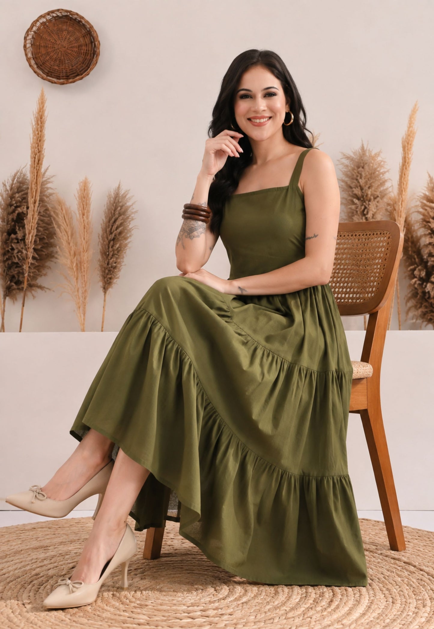 Olive Flare Dress