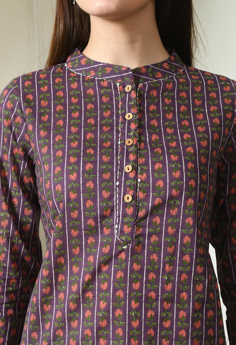 Floral Print A-line Kurti