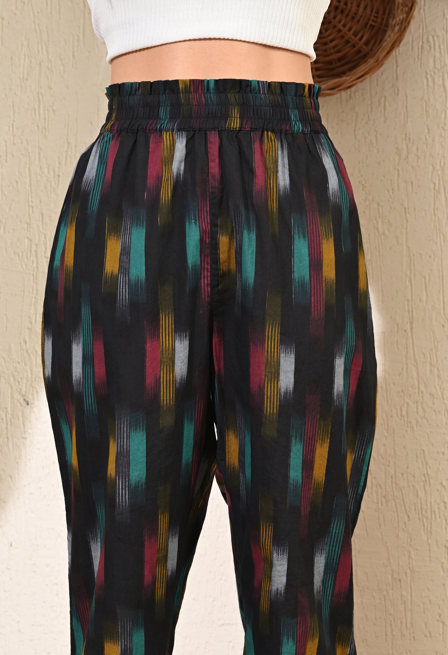 Black Ikat Relaxed Pants