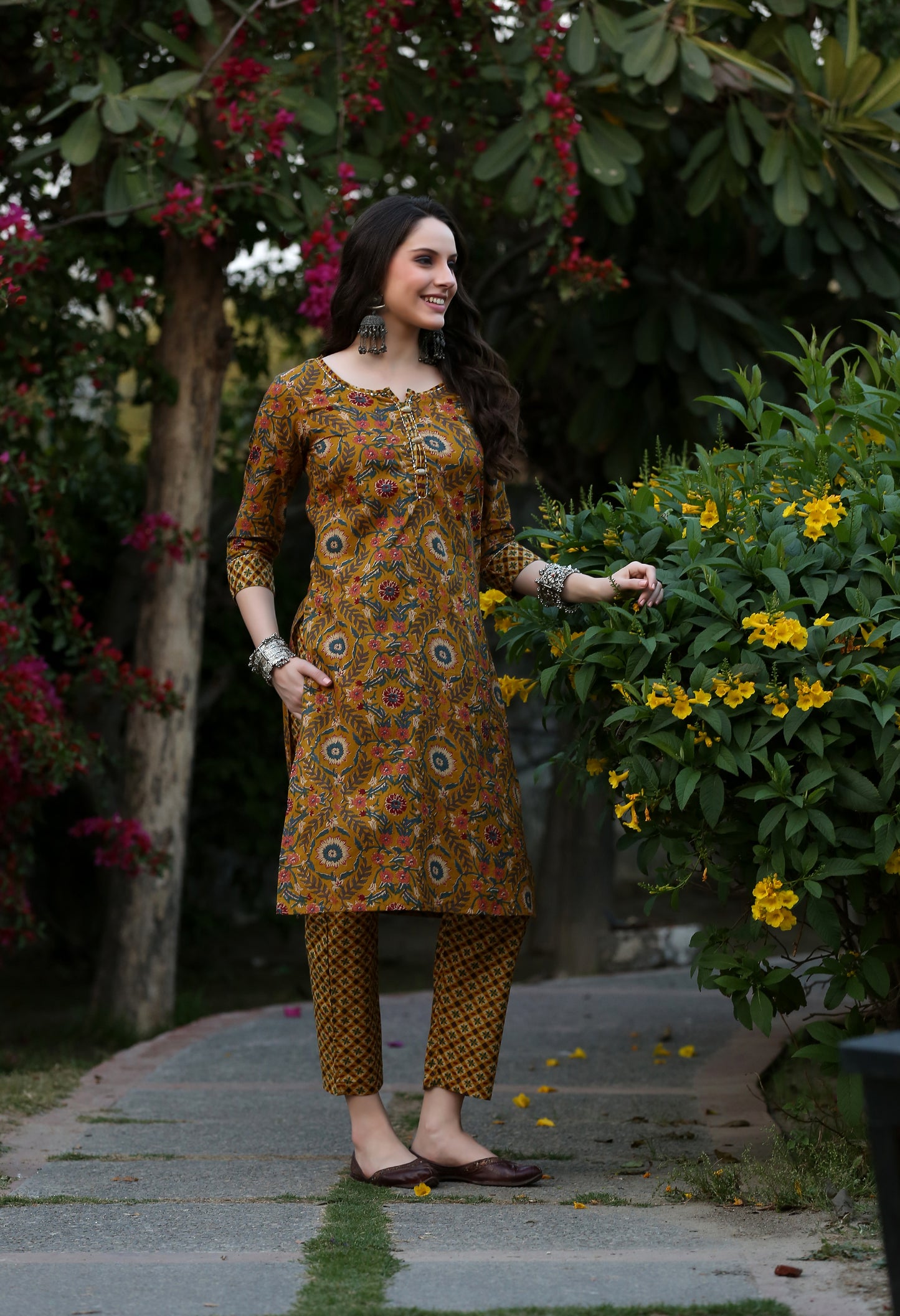 Evergreen Mustard Kurta pant Set