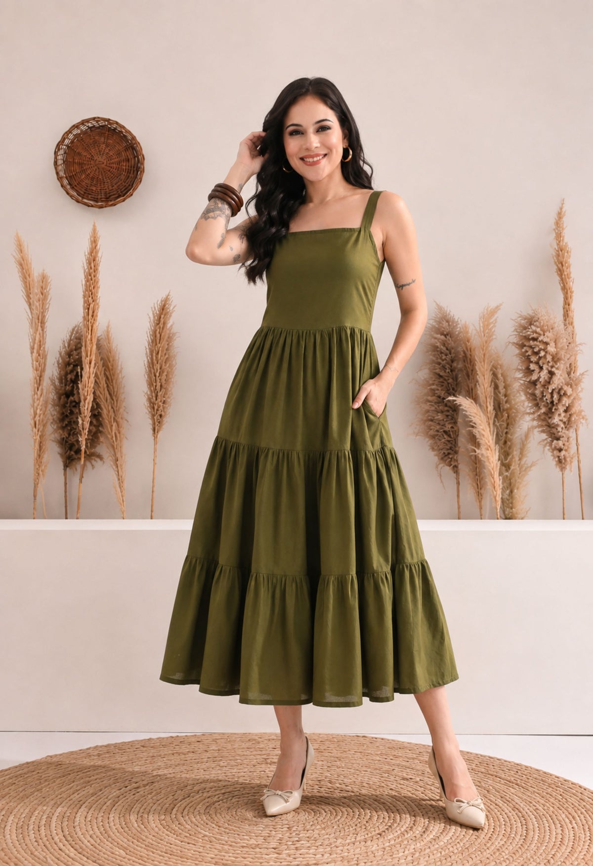 Olive Flare Dress