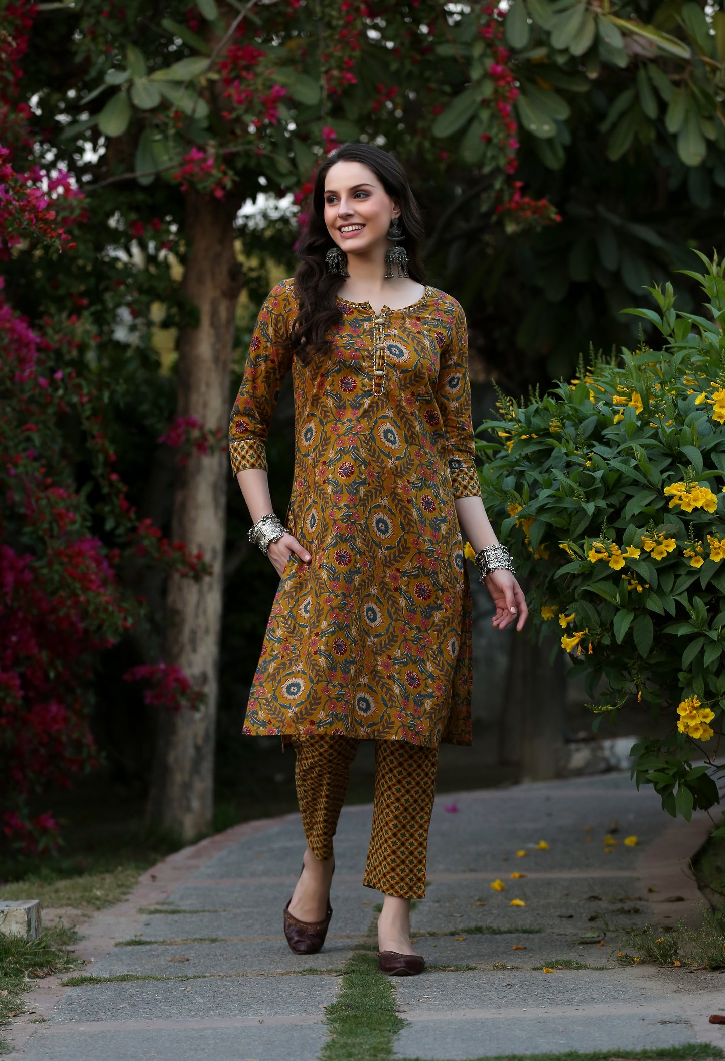 Evergreen Mustard Kurta pant Set