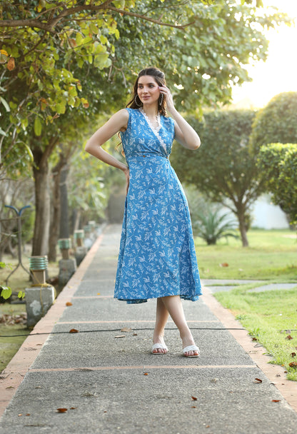 Blue Aline Wrap Dress