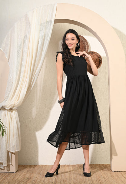 Black flared Georgette Dress