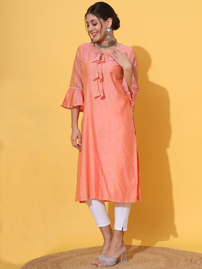 Peach Gotta Chanderi Kurta