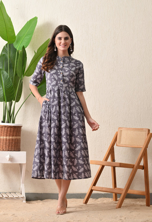 Grey Floral Dress