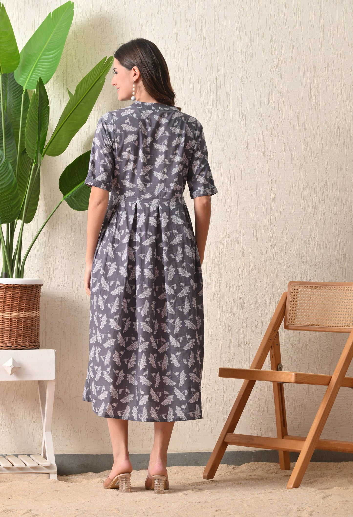 Grey Floral Dress