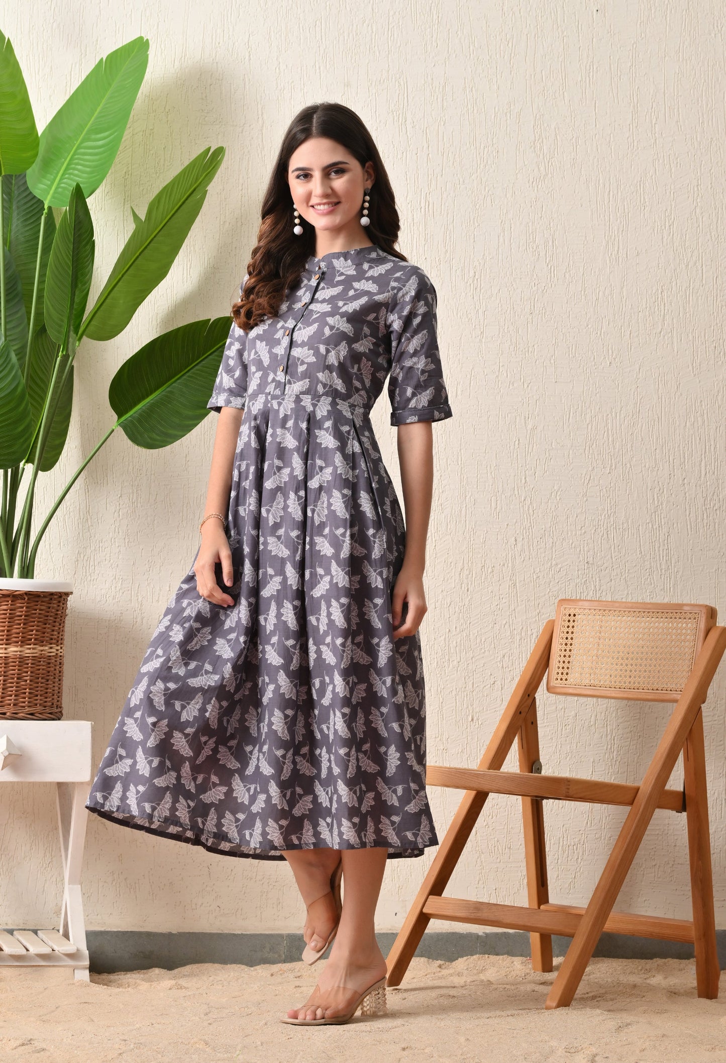 Grey Floral Dress