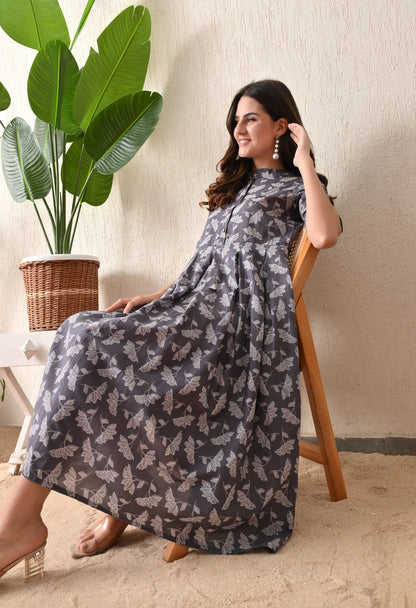 Grey Floral Dress