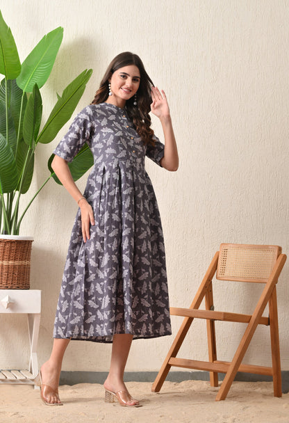 Grey Floral Dress
