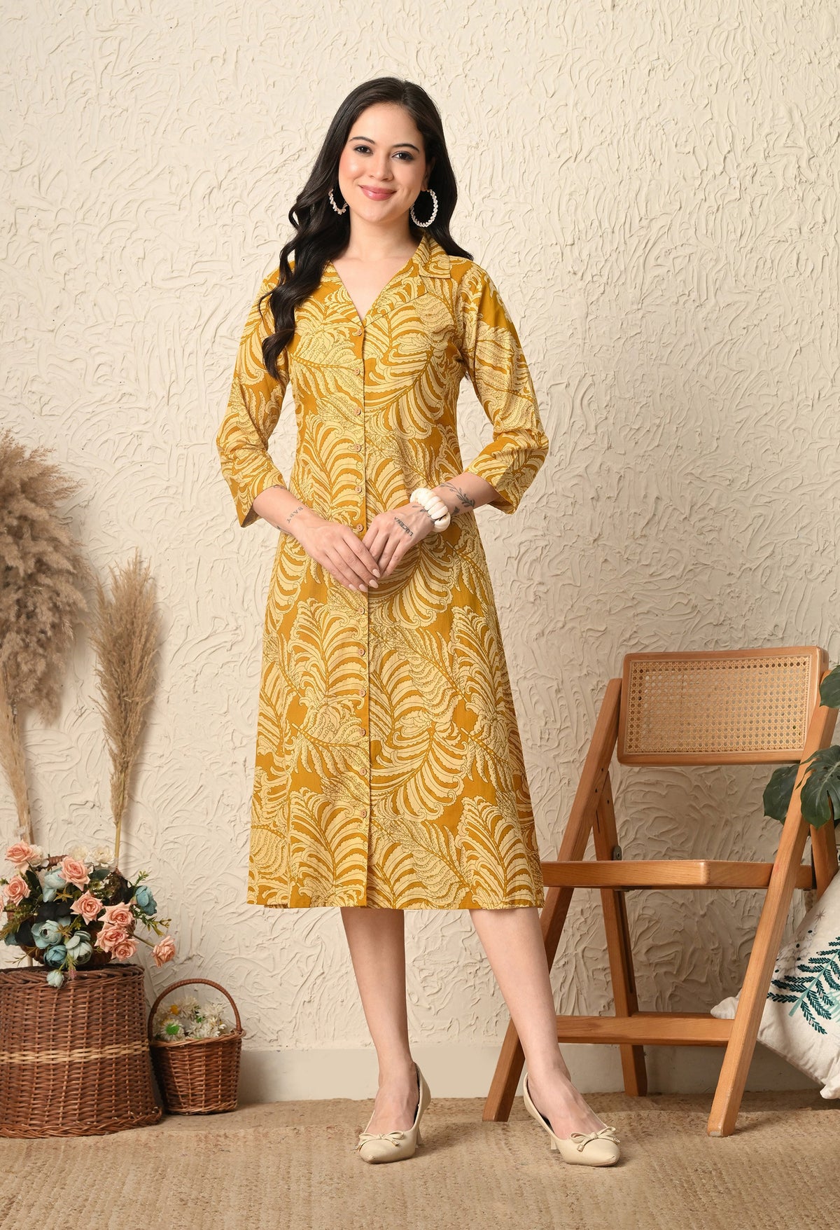 Palm Shirt Dress