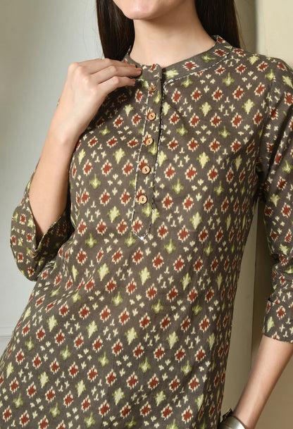 Mandarin Collar Printed Tunic