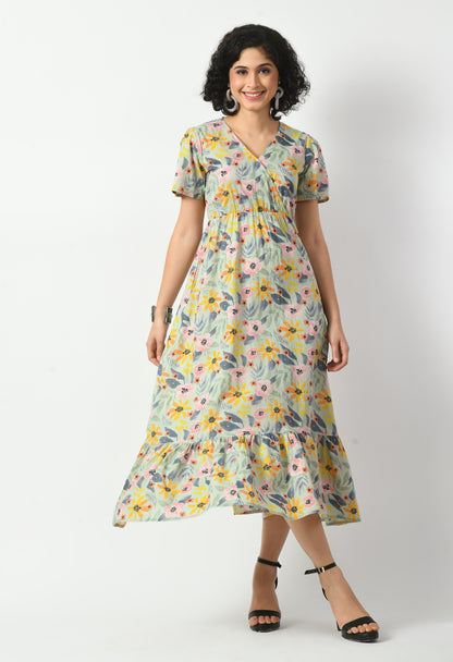 Multicolour Cotton  A-line Pocket Dress