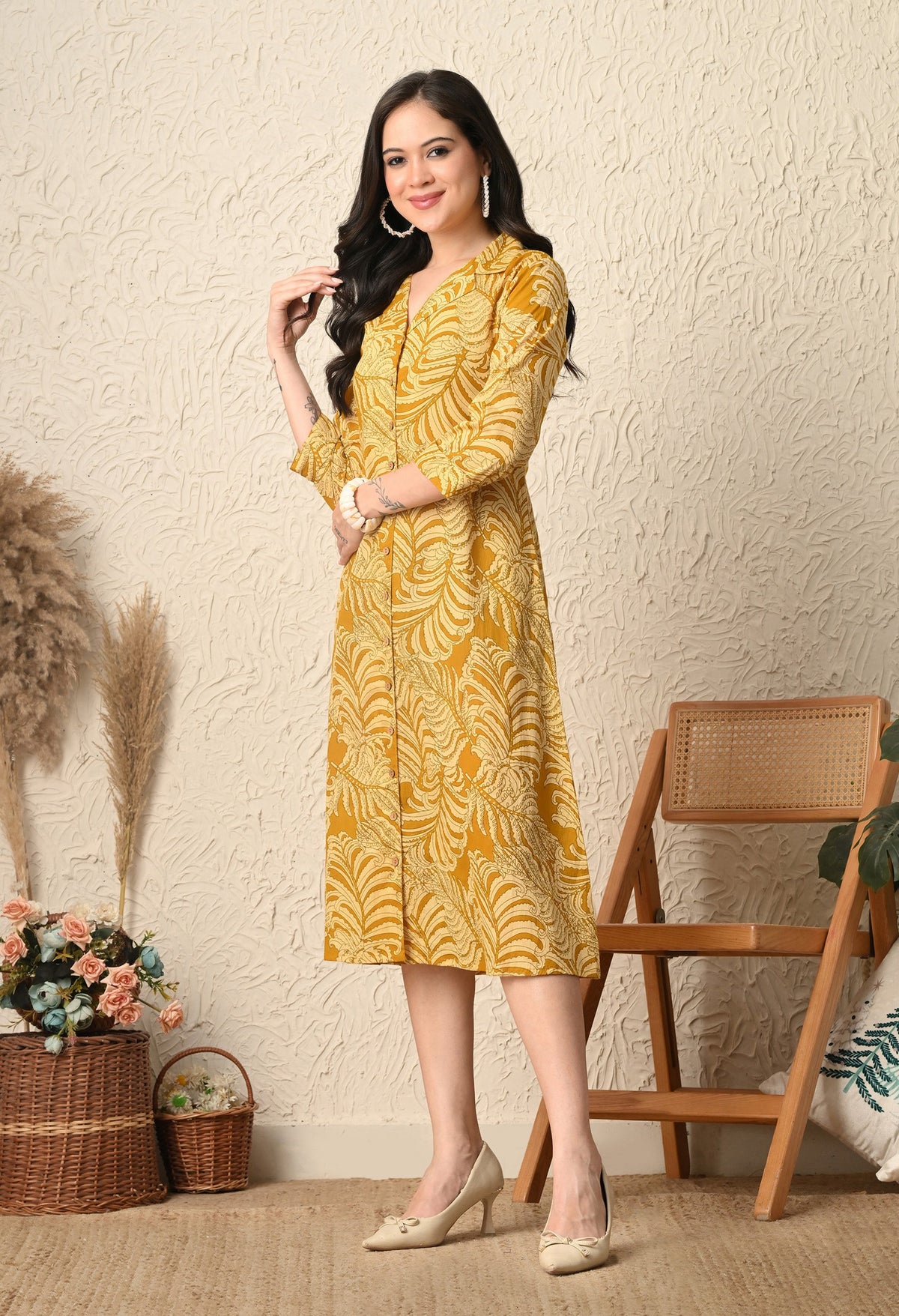 Palm Shirt Dress